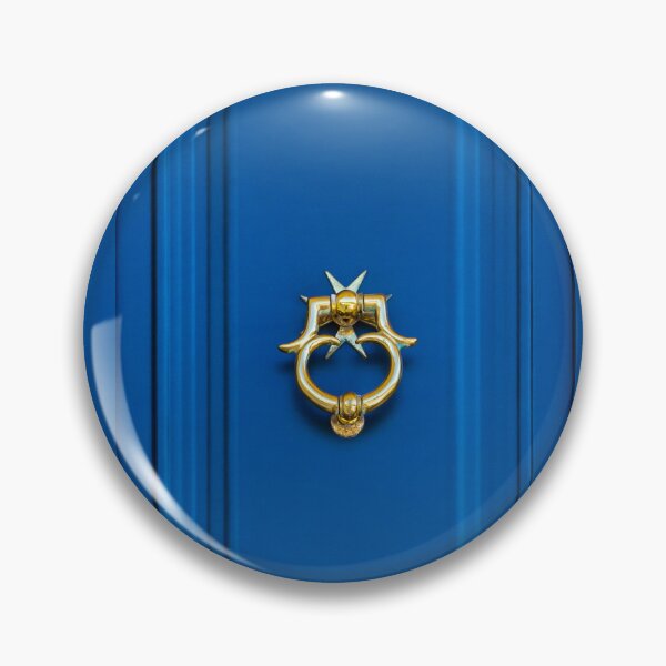 Item preview, Blue Door With Gold Knocker: Elegant Close-Up Of Architectural Detail For Home Exterior designed and sold by Nmallia.