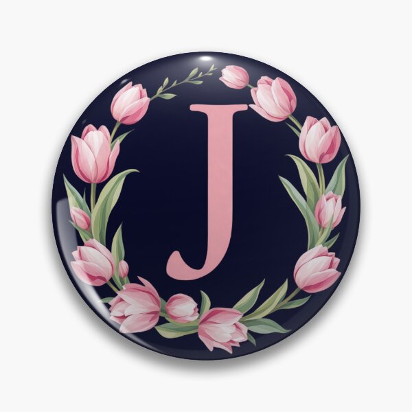 Item preview, Letter J Floral Monogram with Pink Tulips designed and sold by roxysnextgenart.