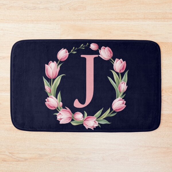 Item preview, Letter J Floral Monogram with Pink Tulips designed and sold by roxysnextgenart.
