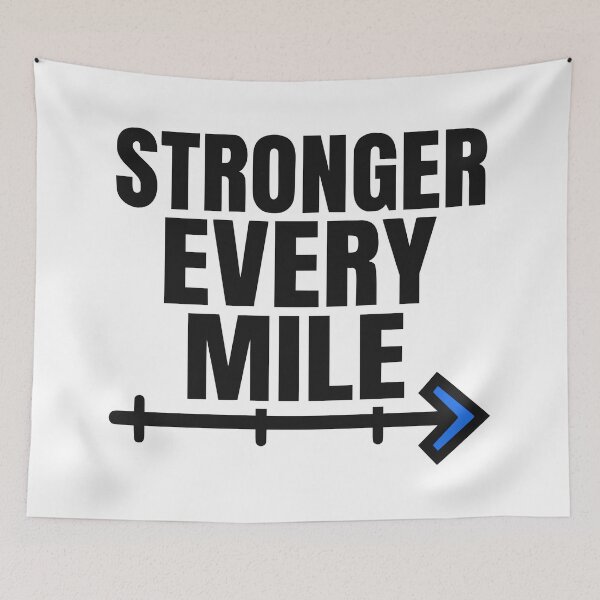 Item preview, Stronger Every Mile Minimalist Typography Running Motivation Graphic designed and sold by FunFitLife Studio.