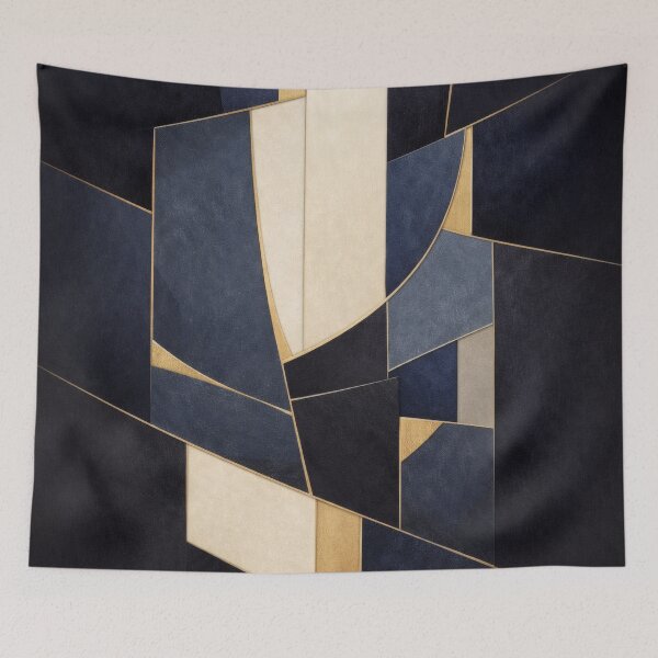 Item preview, Navy Gold Geometric Abstract Print designed and sold by Ombrya.