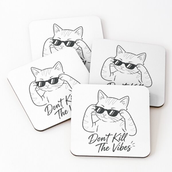 Item preview, Don’t Kill The Vibes Cat Sticker | Minimal Line Art Sunglasses Cat | Aesthetic Cool Cat Design designed and sold by IconicDesignsXd.