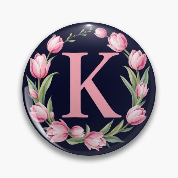 Item preview, Letter K Floral Monogram with Pink Tulips designed and sold by roxysnextgenart.