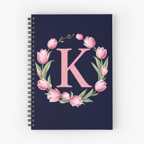 Item preview, Letter K Floral Monogram with Pink Tulips designed and sold by roxysnextgenart.