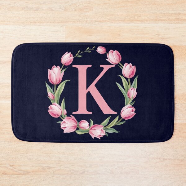 Item preview, Letter K Floral Monogram with Pink Tulips designed and sold by roxysnextgenart.