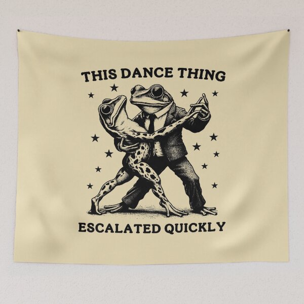 Item preview, This Dance Thing Escalated Quickly Funny Frog Couple Internet Meme designed and sold by Dmetalx Art Apparel.