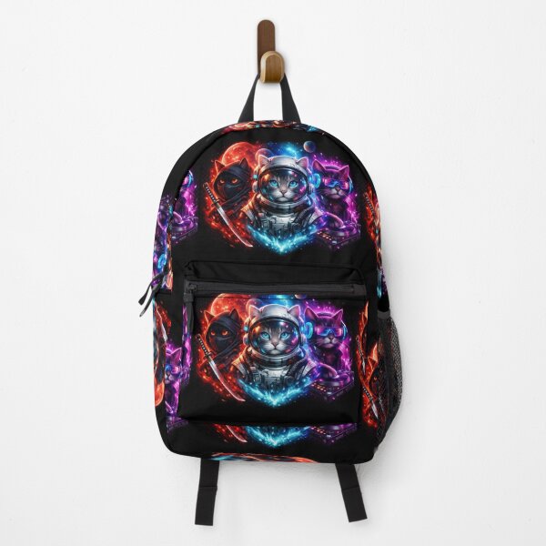 Item preview, Cyberpunk Space Cats Neon Galaxy Trio designed and sold by Moody Vibes Studio.
