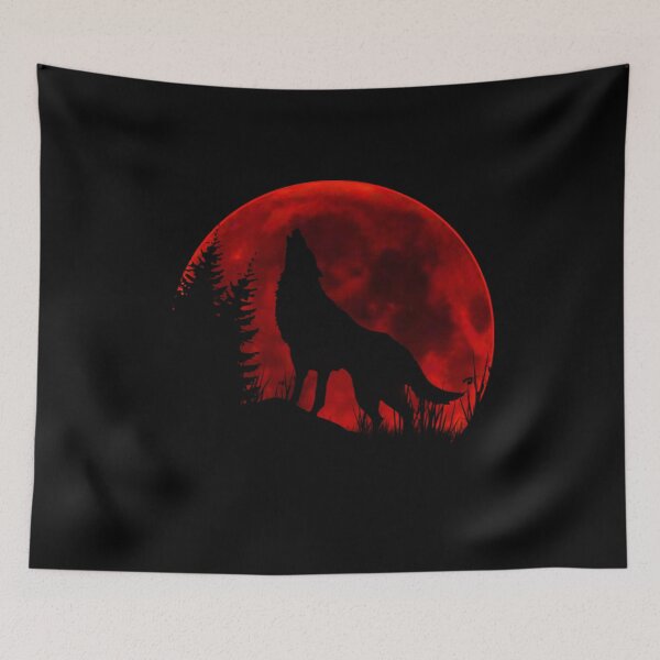 Item preview, Red Moon Howling Wolf Silhouette T Shirt designed and sold by StyleBloomes.