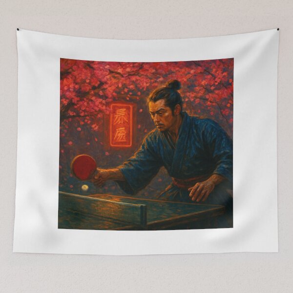 Item preview, The Samurai Smasher: Neo-Traditional Table Tennis Warrior Ping Pong Art Gift T-Shirt designed and sold by OhMyPingCo.