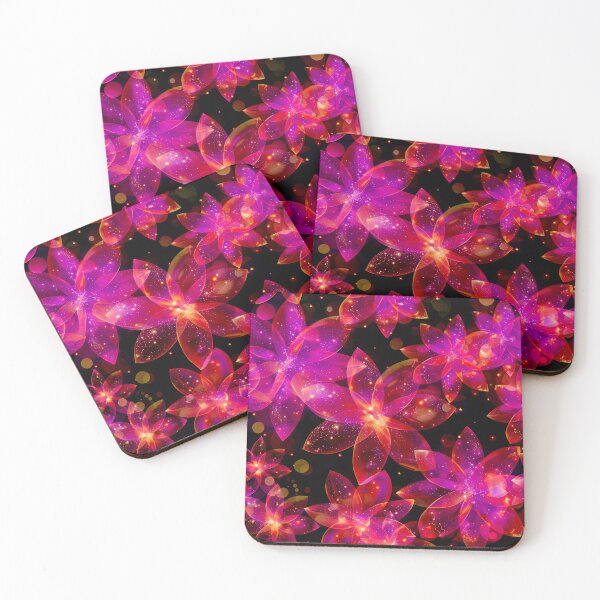 Item preview, Glowing Cosmic Magenta Floral Pattern | Vibrant Neon Pink Starburst Art designed and sold by SideKickCreates.