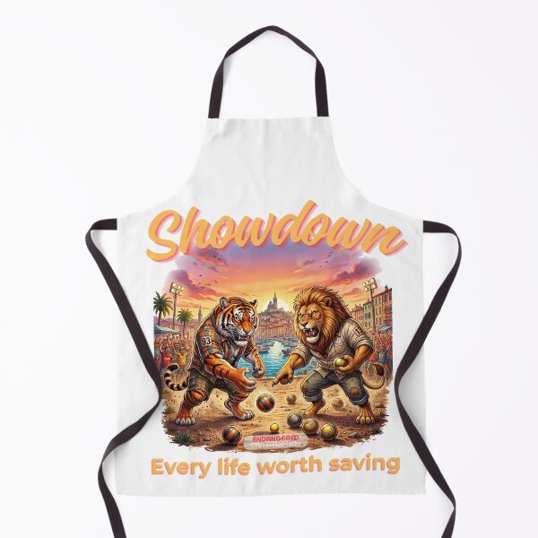 Item preview, Funny Tiger Lion Pétanque Showdown Gift - Endangered Animals Marseille Tee designed and sold by Nature & Moustaches.