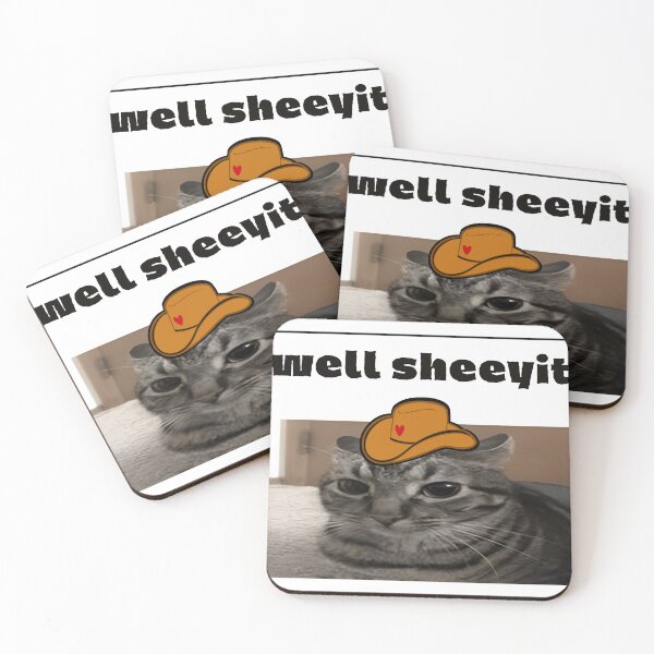 Item preview, Well Sheeyit Meme Cat in Cowboy Hat designed and sold by ReuvenStore.