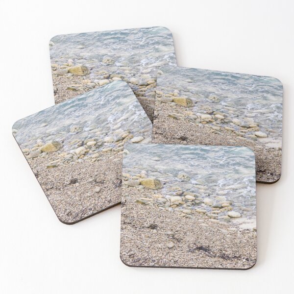 Item preview, Pebble Beach Shoreline With Gentle Waves, Rocks And Seaweed On A Calm Coastal Seashore designed and sold by Nmallia.