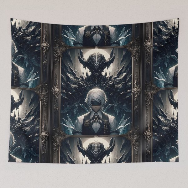 Item preview, The Blindfold and the Beast: Gothic Anime Portrait of Forbidden Pact and Inner Shadows designed and sold by MouradStudio.