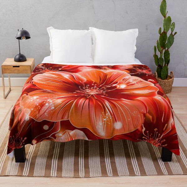 Item preview, Radiant Crimson Blossoms: Vibrant Red Glowing Floral Pattern Art designed and sold by SideKickCreates.
