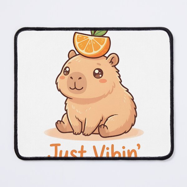 Item preview, Just Vibin Kawaii Capybara Orange On Head Funny Animal designed and sold by CRASHOUT CLUB.