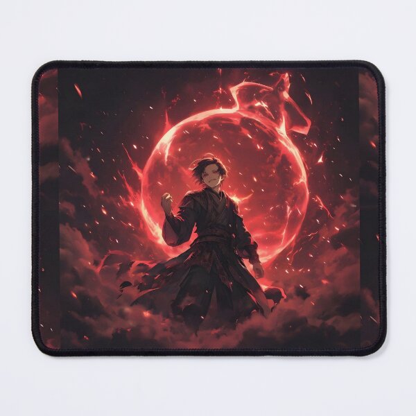 Item preview, Boundless Sinister Power: The Arrogant Anime Villain Grinning Under a Shattered Red Celestial Collapse designed and sold by MouradStudio.