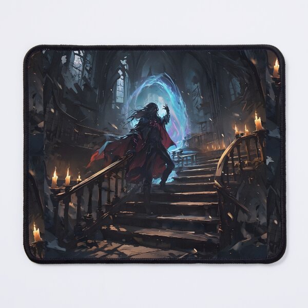 Item preview,  Echoes of the Ruined Cathedral: Dark Mage Conjuring an Arcane Portal in a Gothic Anime Fantasy designed and sold by MouradStudio.