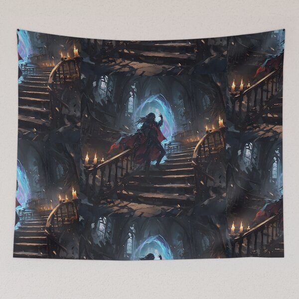 Item preview,  Echoes of the Ruined Cathedral: Dark Mage Conjuring an Arcane Portal in a Gothic Anime Fantasy designed and sold by MouradStudio.