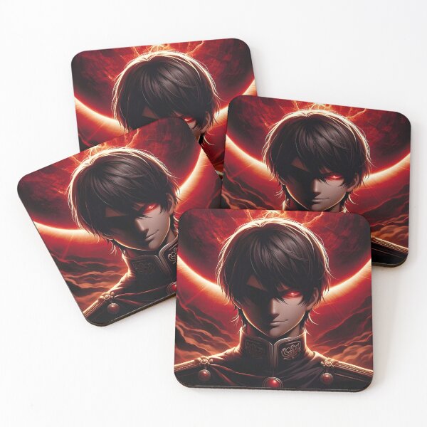 Item preview, The Crimson Overlord: Sinister Military Anime Villain with Glowing Red Eye and Apocalyptic Cosmic Background designed and sold by MouradStudio.
