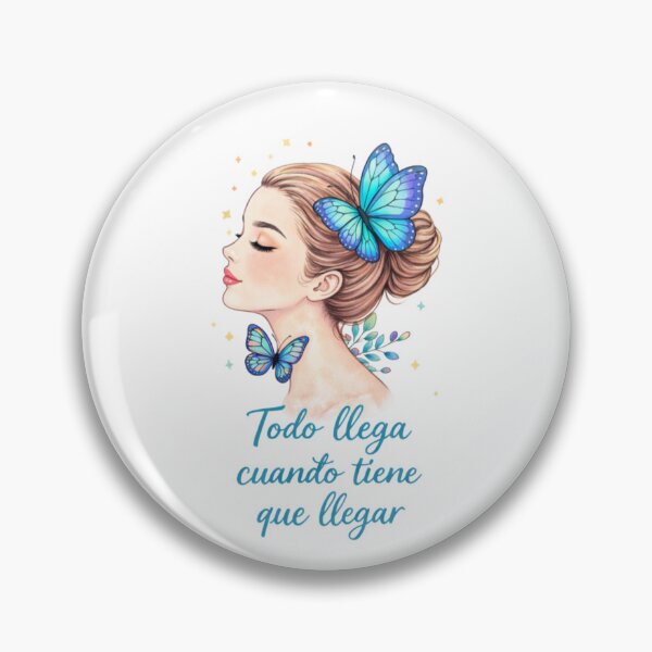 Item preview, Woman with Blue Butterflies - Motivational Phrase Everything Comes Into Place designed and sold by Skully-Studio.