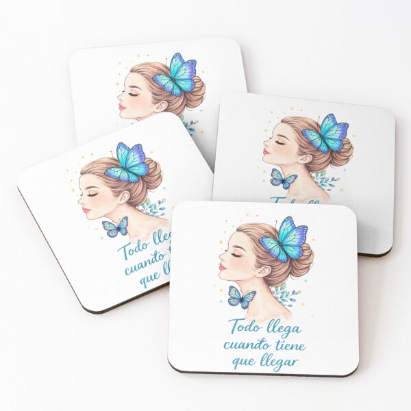 Item preview, Woman with Blue Butterflies - Motivational Phrase Everything Comes Into Place designed and sold by Skully-Studio.