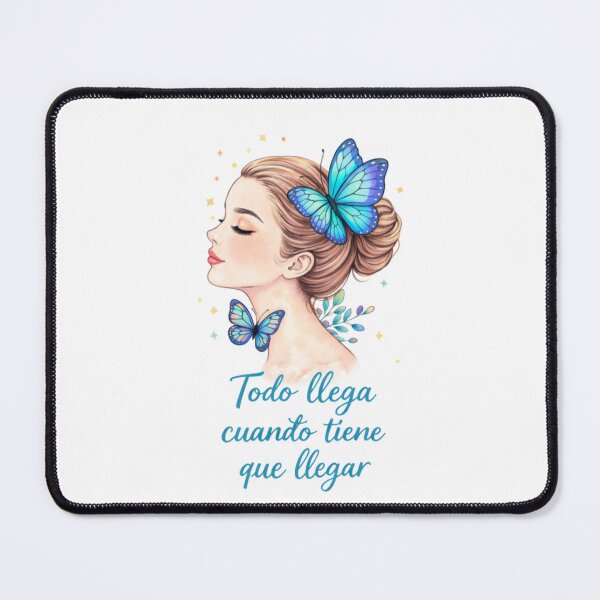 Item preview, Woman with Blue Butterflies - Motivational Phrase Everything Comes Into Place designed and sold by Skully-Studio.