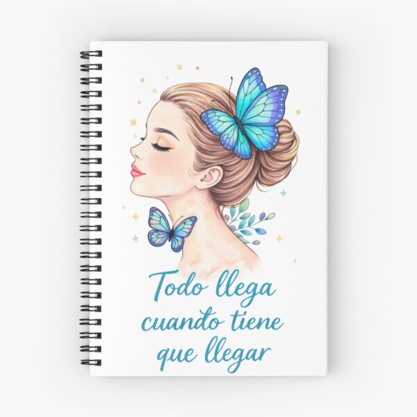 Item preview, Woman with Blue Butterflies - Motivational Phrase Everything Comes Into Place designed and sold by Skully-Studio.