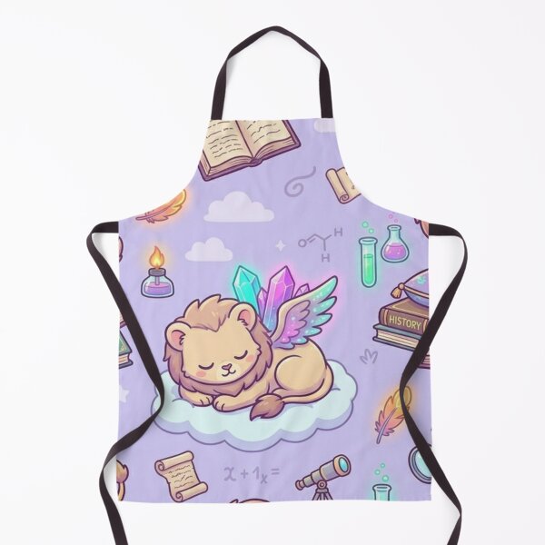 Item preview, Cute Kawaii Sleeping Sphinx on Cloud with Magic Crystals Pattern designed and sold by InnerwayStudio.