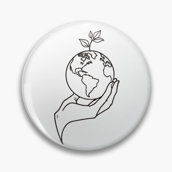 Item preview, Mini Sustaining Our World Hand Holding The Planet Earth minimal design oneliner designed and sold by VISO-art.