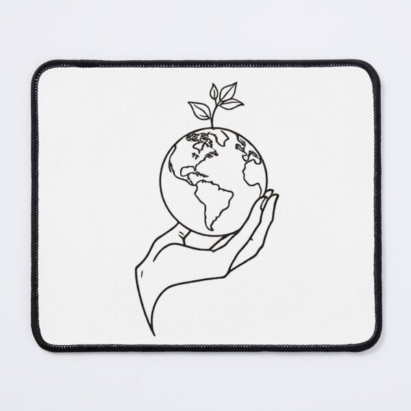 Item preview, Mini Sustaining Our World Hand Holding The Planet Earth minimal design oneliner designed and sold by VISO-art.