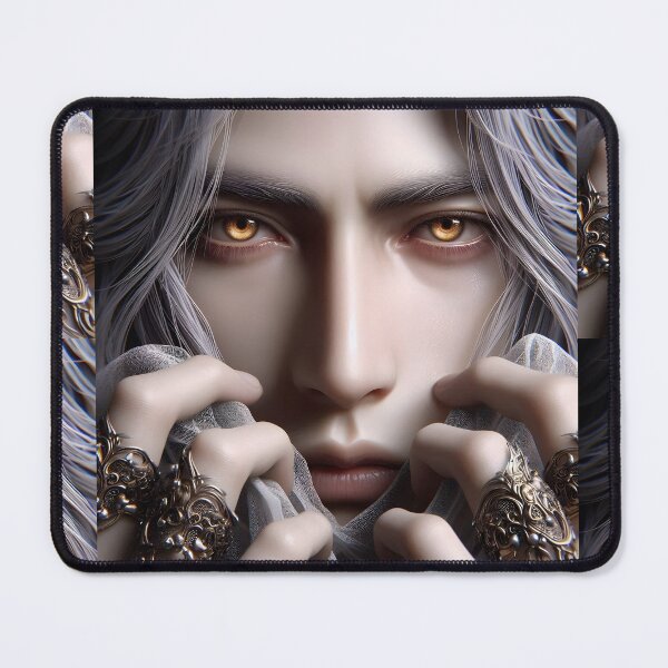 Item preview, Gilded Secrets: Close-Up Anime Portrait with Veiled Gaze and Ornate Golden Claw Rings designed and sold by MouradStudio.