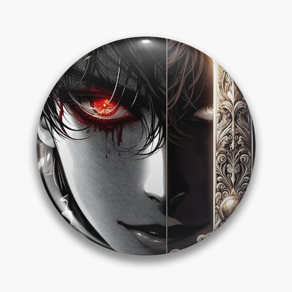 Item preview, Legacy of Blood: Dark Anime Anti-Hero with Cursed Glowing Red Eye and Detailed Gilded Baroque Sword Hilt designed and sold by MouradStudio.