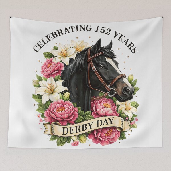 Item preview, Vintage Horse Racing Derby Day 152 Years Celebration Floral Equestrian Art designed and sold by MassonCalepon.