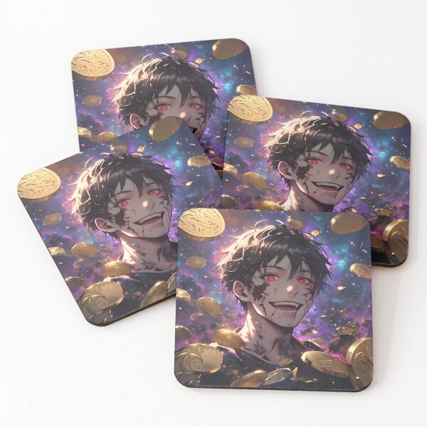 Item preview, The Dark Side Reflection: Manic Anime Alter-Ego Grinning Amidst a Cosmic Shower of Gold designed and sold by MouradStudio.