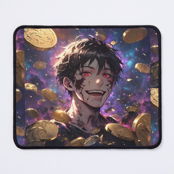 Item preview, The Dark Side Reflection: Manic Anime Alter-Ego Grinning Amidst a Cosmic Shower of Gold designed and sold by MouradStudio.