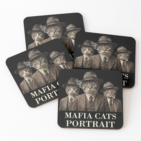 Item preview, Mafia Cats Portrait Vintage Gangster Noir Cat Art designed and sold by Negisandeep studio.