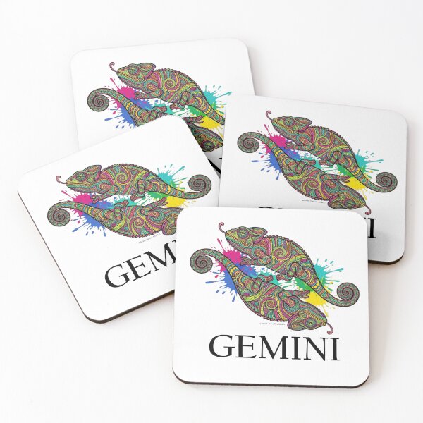 Item preview, Gemini Zodiac Chameleon Colorful Psychedelic Astrology Mandala Art designed and sold by CrazyColor85.