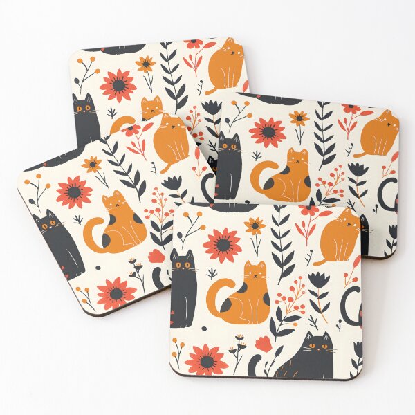 Item preview, Floral Folk Cat Pattern designed and sold by xiao xuans.