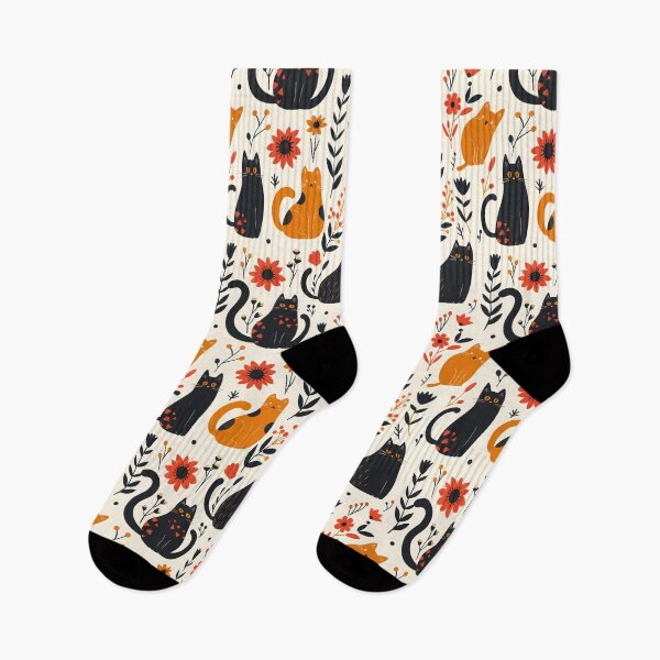 Item preview, Floral Folk Cat Pattern designed and sold by xiao xuans.