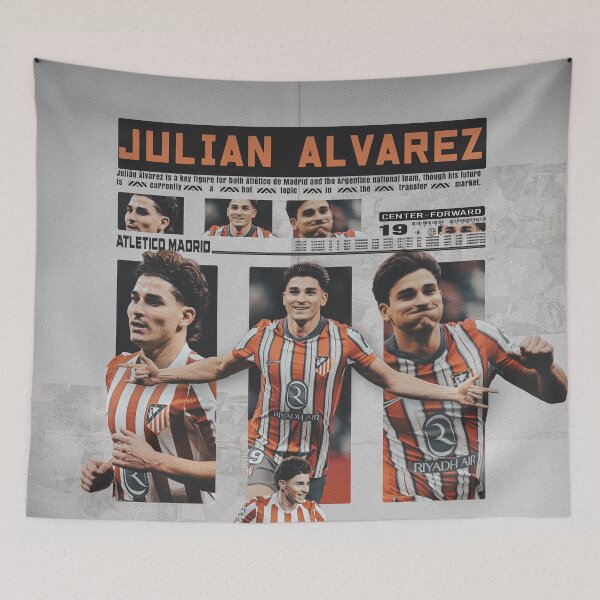 Item preview, Julián Álvarez - Center-Forward #19 Atletico Madrid Graphic Art designed and sold by Shopunte.