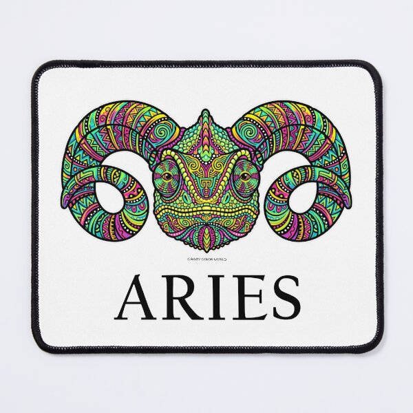 Item preview, Aries Zodiac Chameleon Colorful Psychedelic Astrology Mandala Art designed and sold by CrazyColor85.