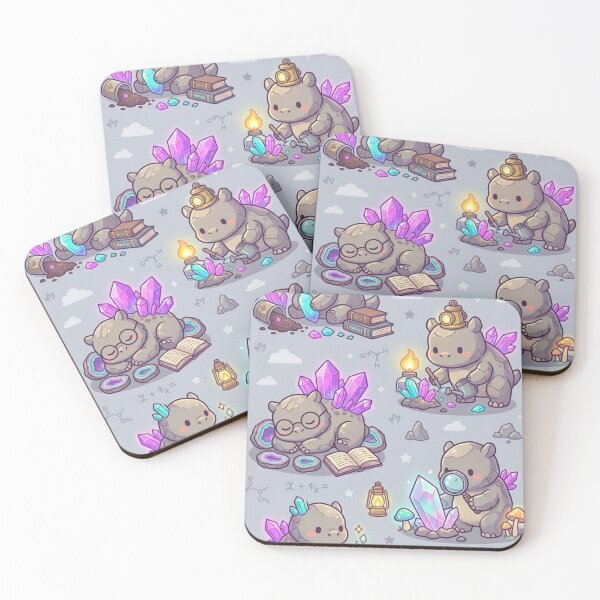 Item preview, Cute Kawaii Geology Golems & Magic Crystal Gemstones Pattern designed and sold by InnerwayStudio.