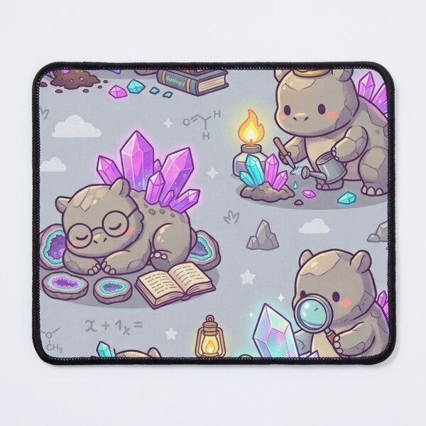 Item preview, Cute Kawaii Geology Golems & Magic Crystal Gemstones Pattern designed and sold by InnerwayStudio.