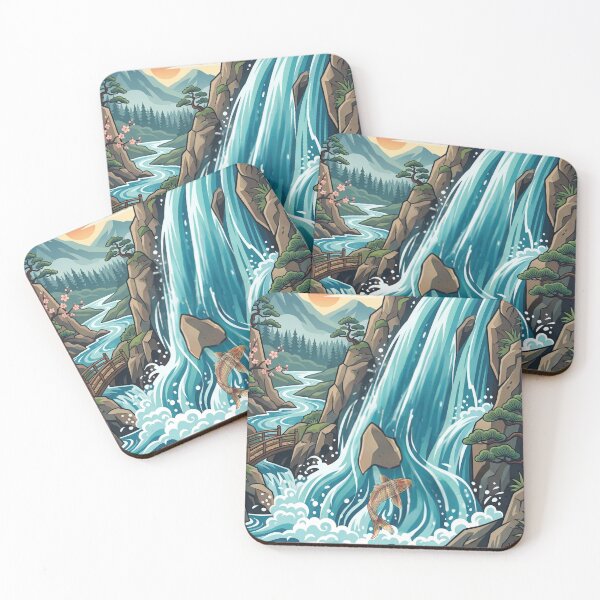 Item preview, Koi Fish Waterfall Perseverance designed and sold by Prachodayat Artworks.