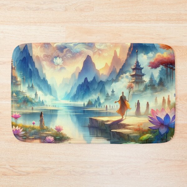 Item preview, Divine Lotus Valley - Misty Mountains Hidden Temple designed and sold by FriskyLemur.