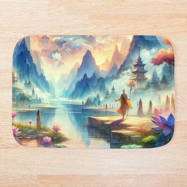 Item preview, Divine Lotus Valley - Misty Mountains Hidden Temple designed and sold by FriskyLemur.