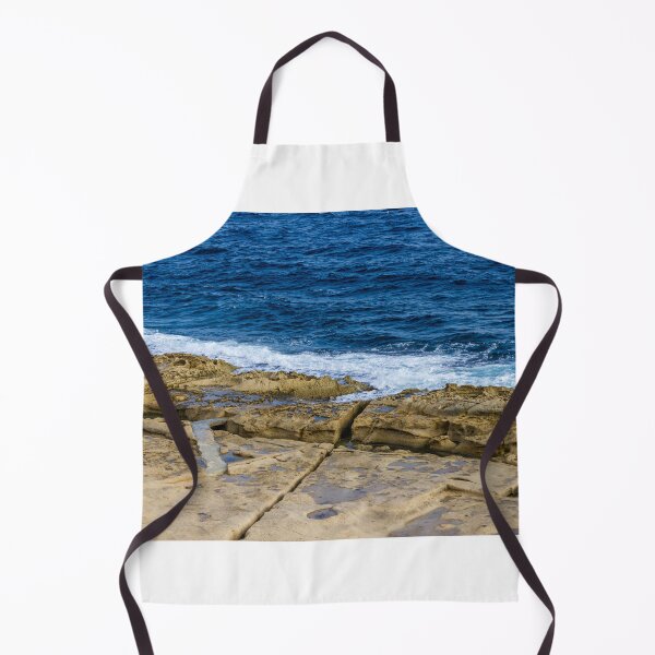 Item preview, Rugged Rocky Coastline with Blue Ocean Waves Crashing on Sandstone Shore designed and sold by Nmallia.