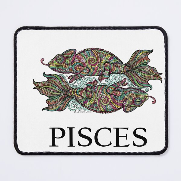 Item preview, Pisces Zodiac Chameleon Colorful Psychedelic Astrology Mandala Art designed and sold by CrazyColor85.