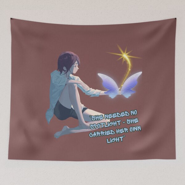Item preview, Dreamy Girl with Glowing Butterfly - Magical Light Aesthetic Art Inspirational Quote Design. designed and sold by LunaPrintCo.